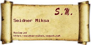 Seidner Miksa névjegykártya
